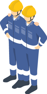 肩を組む2人のイラスト